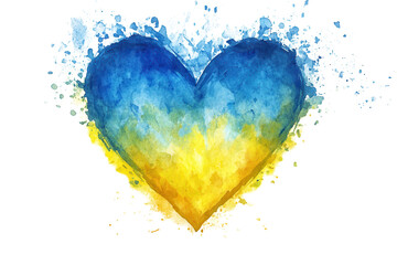 Watercolor heart design in blue and yellow shades representing love and unity inspired by nature