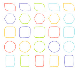 Hand drawn crayon grainy frames set. Abstract grunge texture shapes. Vector  EPS 10