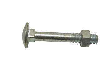 A long bolt with a tightened nut lies on a PNG background.