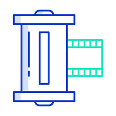 camera roll outline color icon design