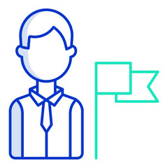 business leader outline color icon design