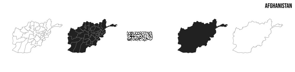 Afghanistan map set. Map of Afghanistan with flag.  Vector EPS 10