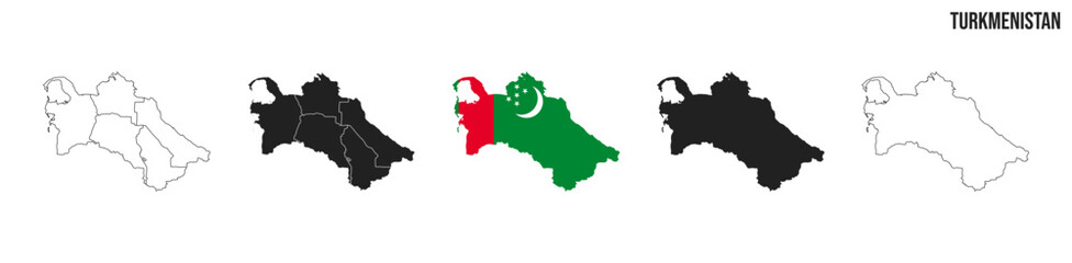Turkmenistan map set. Map of Turkmenistan with flag.  Vector EPS 10