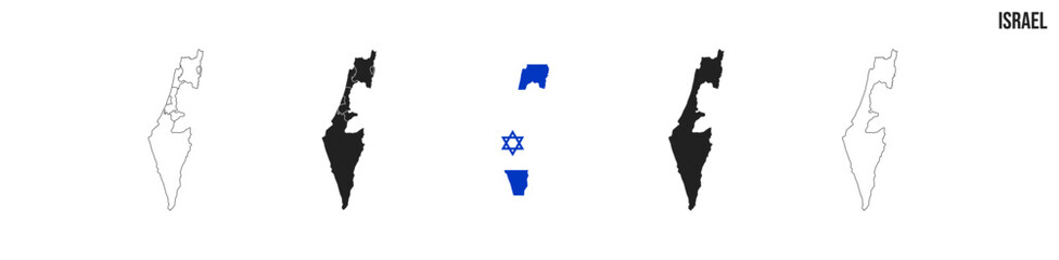 Israel map set. Map of Israel with flag.  Vector EPS 10