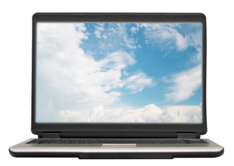 Laptop Displaying Clear Blue Sky Background