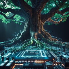 The digital age organic roots meet modern technology nature and future