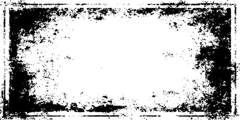 Black grunge texture border frame white background. Grunge border texture background. Abstract frame overlay. Grunge urban background texture. Distressed grainy grungy framing effect.