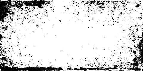 Black grunge texture border frame white background. Grunge border texture background. Abstract frame overlay. Grunge urban background texture. Distressed grainy grungy framing effect.
