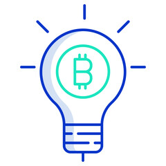 bitcoin idea bulb outline color icon design