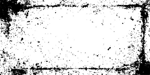 Black grunge texture border frame white background. Grunge border texture background. Abstract frame overlay. Grunge urban background texture. Distressed grainy grungy framing effect.