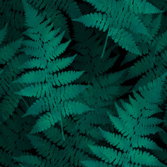 Beautiful green fern leaf, seamless floral botanical pattern with tropical plants. Digital watercolor hand drawn. For fabric, textiles, wrappers, covers, women, girls, accessories, gifts