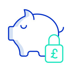  safe lock money outline color icon design