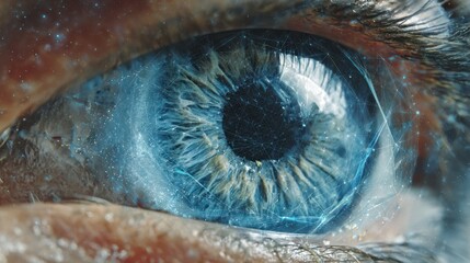 Human Eye with Digital Network Overlay