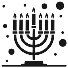 Menorah illustration, traditional candelabra with burning candles