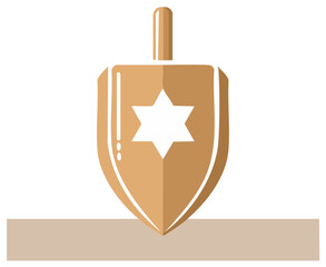 Traditional Hanukkah dreidel with Star of David a Jewish holiday game