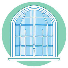 Hand Drawn Illustration of a Classic Arched Window