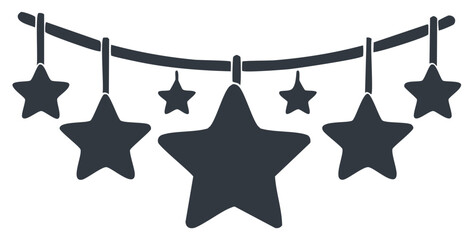 Hanging star garland decoration with a simple silhouette design