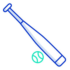 base ball with bat outline color icon design