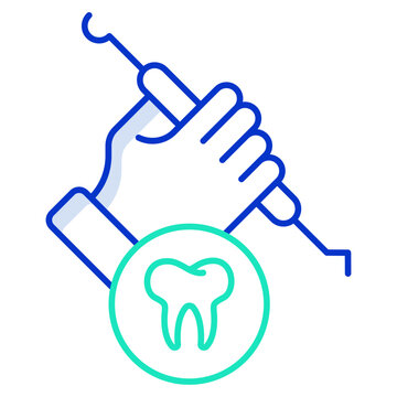 blue hand holding dental tool clip art preview