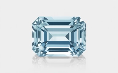 Octagonal cut faceted aquamarine gemstone with icy blue hues and bright sparkle