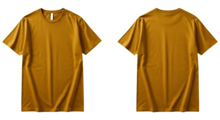 Rich mustard short sleeve t-shirts front and back view