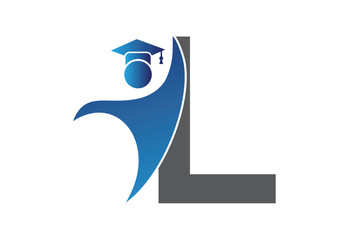 Graduation flat Icon human with latter L design concept
