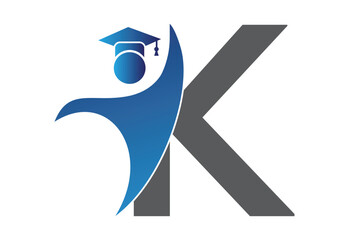 Graduation flat Icon human with latter K design concept