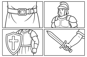 Christian armor of god panels for religious education and design projects