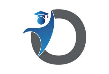 Graduation flat Icon human with latter O design concept