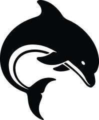 Naklejka premium Vector silhouette of a playful dolphin jumping illustration