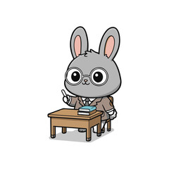 rabbit with a big smile vector illustration on white background 