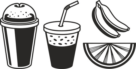 beverage shop vector icons smoothie juice cup s