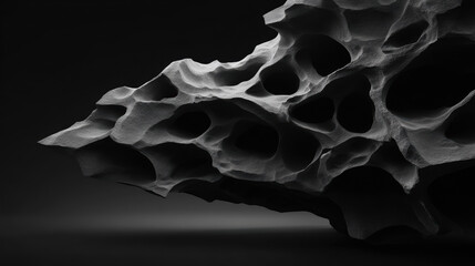 Obraz premium The mesmerizing porous rock formation, sculpted by nature's patient hand, showcases unique textures and organic patterns in this stunning monochrome composition.