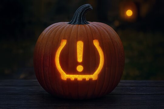 Low Tire Pressure Warning Pumpkin &ndash; Spooky Automotive Halloween