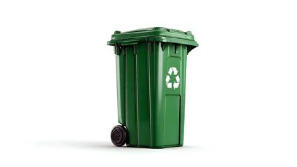 Green recycling bin isolated on a white background