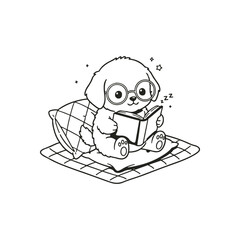 Cute animal coloring book for kids easy and funny cat vector illustration on white background 