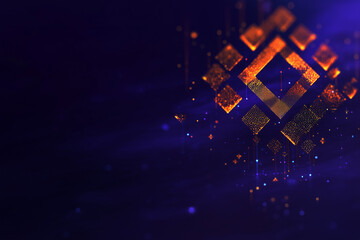 Digital glowing geometric pattern in dark background