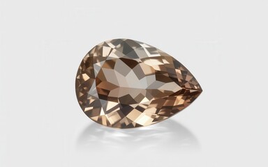 Fototapeta premium Exquisite pear-shaped champagne topaz gemstone faceted beauty sparkling light