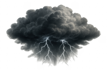 Dark thunder storm cloud with lightning bolts