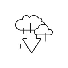 Cloud Download Icon, Get from Cloud Storage Line Art