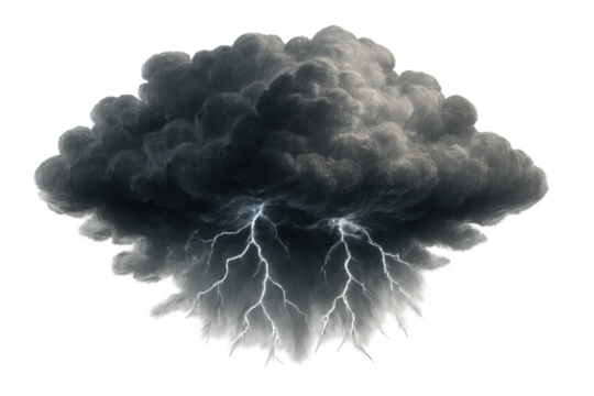 Dark thunder storm cloud with lightning bolts