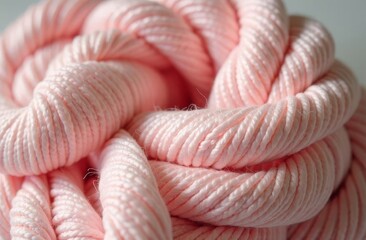Texture and pattern of hand-knitted fabric made of soft pink threads