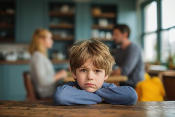 Sad Lonely Boy Sitting at a Table
