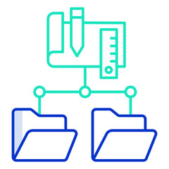 folder structure outline color icon design