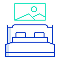 hotel room outline color icon design