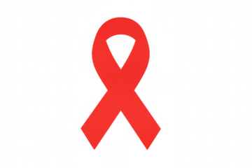 Red ribbon symbol for world aids day, hiv awareness and support, global health charity campaign