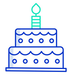birthday cake outline color icon design