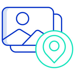 location photo outline color icon design