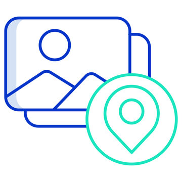 location photo outline color icon design