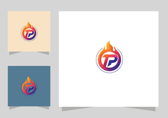 Modern TP Initial Logo with Vibrant Fire Element vector design 
